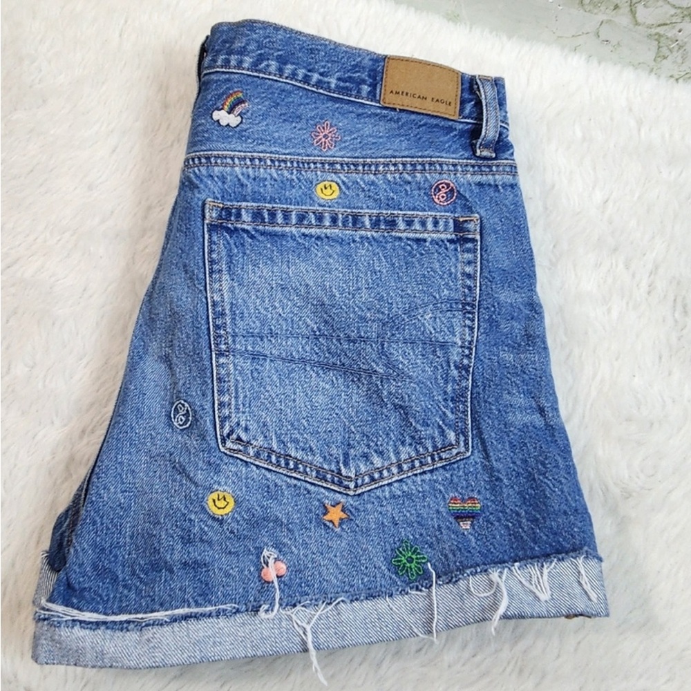 American Eagle Outfitters '90s Boyfriend Embroidered Denim Shorts
